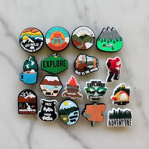 HIKING Clog compatible charm, charms for YOUR CROCS, shoe charm, explore outdoors croc compatible, camping themed shoe charms