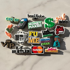 Girl Boss Croc compatible charms, hustle hard shoe buttons, money maker charm for your crocs