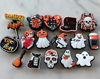 New Halloween themed shoe charms for your Crocs, Croc compatible charms, clog charms, pumpkin charms, fall charms