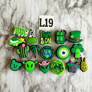 Green shoe charms, Croc compatible shoe charms, green charms, Irish charms, popular charms, new charms, cute charms