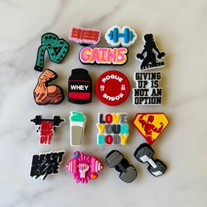 New trending workout charms, masculine shoe charms for boyfriend, popular sports charm, Croc compatible shoe charms, gym charms, trending