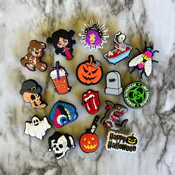 Nuevos adornos para zapatos con temática de Halloween para tus Crocs, adornos compatibles con Crocs, adornos para zuecos, adornos de calabaza, adornos de otoño