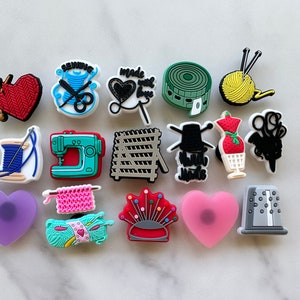 New croc compatible sewing shoe charms, popular crochet charm for your crocs, Croc compatible knitting charms, sewing machine charm