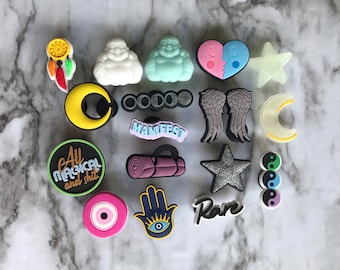New popular spiritual manifestation charms for crocs, croc compatible shoe charms, moon charms, Hamsa clog charms, shoe jewelry, trending