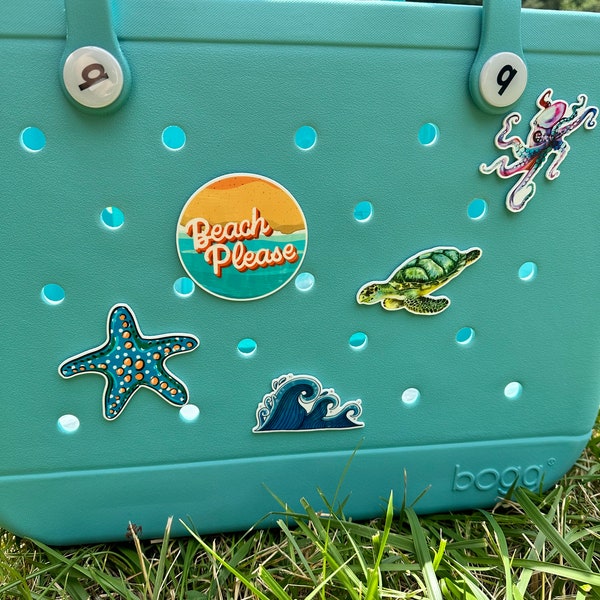 Beach themed Bogg compatible charms, summer beach charms for your bogg bag, bogg compatible tote charms