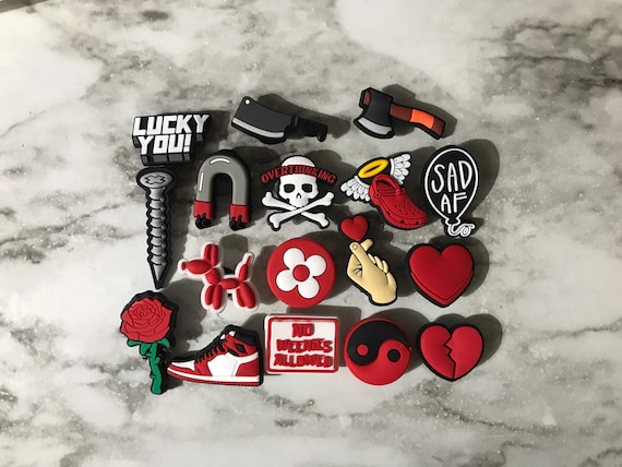 New Red and Black Croc Compatible Shoe Charms Balloon Animal Charm Shoe Charm Clog Charm Rose Charm Magnet Charm Screw Clog Charms Etsy UK