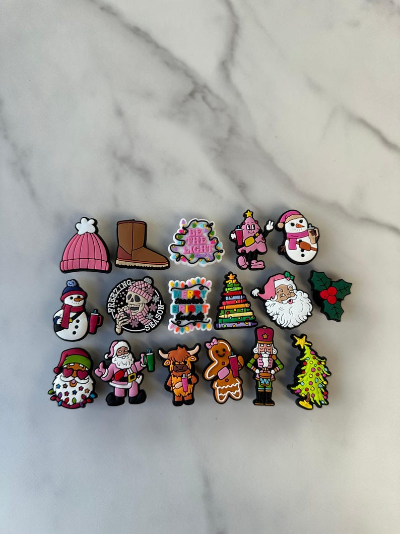 Croc compatible Christmas Charms - Santa with Tumbler, Gingerbread Woman, Snowmen & More image 4