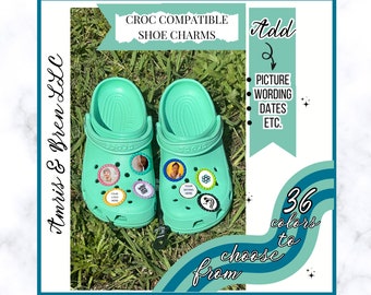 Customizable picture shoe charm, custom Croc Compatible shoe charm, Perfect gift for Croc lovers, Logo or Font of your Choice in charm