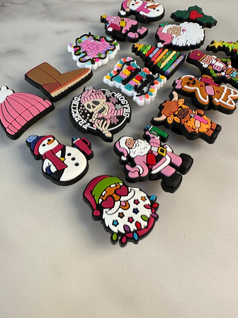 Croc compatible Christmas Charms - Santa with Tumbler, Gingerbread Woman, Snowmen & More image 3