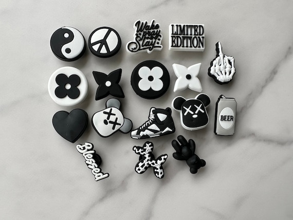 BLACK AND WHITE Croc compatible clog charms Charms for your crocs Shoe charms for crocs clog charms