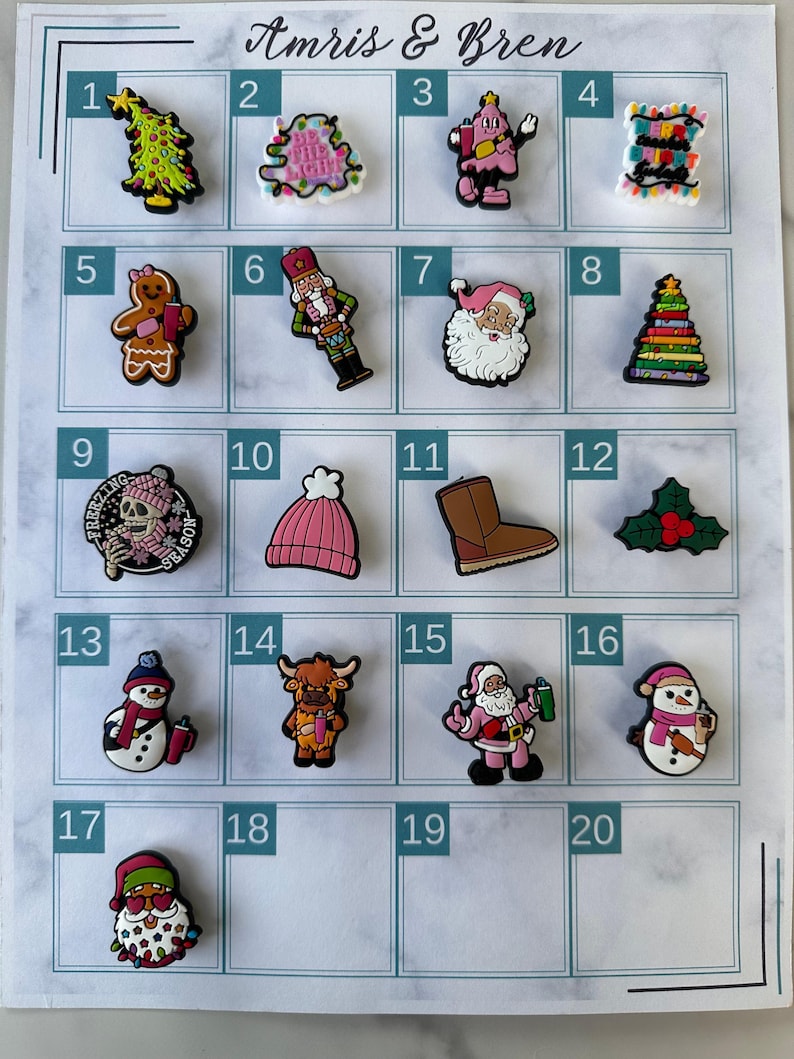 Croc compatible Christmas Charms - Santa with Tumbler, Gingerbread Woman, Snowmen & More image 2