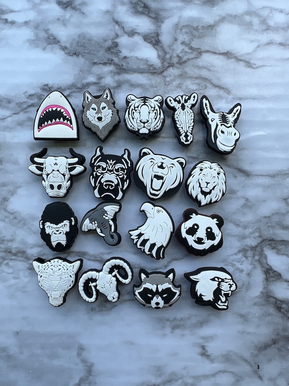 Animal Charms for Crocs, Mascot Shoe Charms, Black and White Animal Charms,  Croc Compatible Charms, Shoe Charms for Your Crocs 