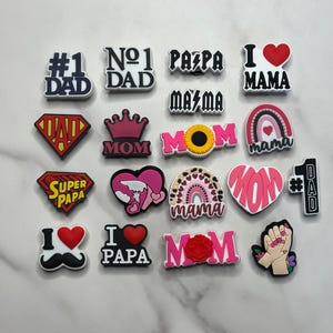 Mom charms for Crocs, Croc compatible charms for moms and dads, papa shoe charm