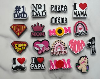 Mom charms for Crocs, Croc compatible charms for moms and dads, papa shoe charm
