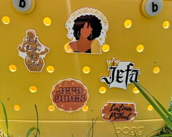 Bogg compatible Latina inspired charms, jefa charms for your Bogg bag