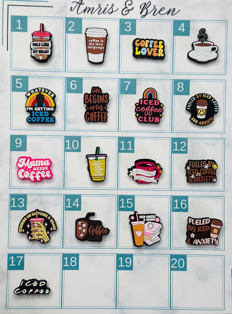 Coffee Shoe Charms – Latte, Espresso, Barista Vibes | Croc-Compatible Shoe Charm | Sold Individually | Amris & Bren image 2