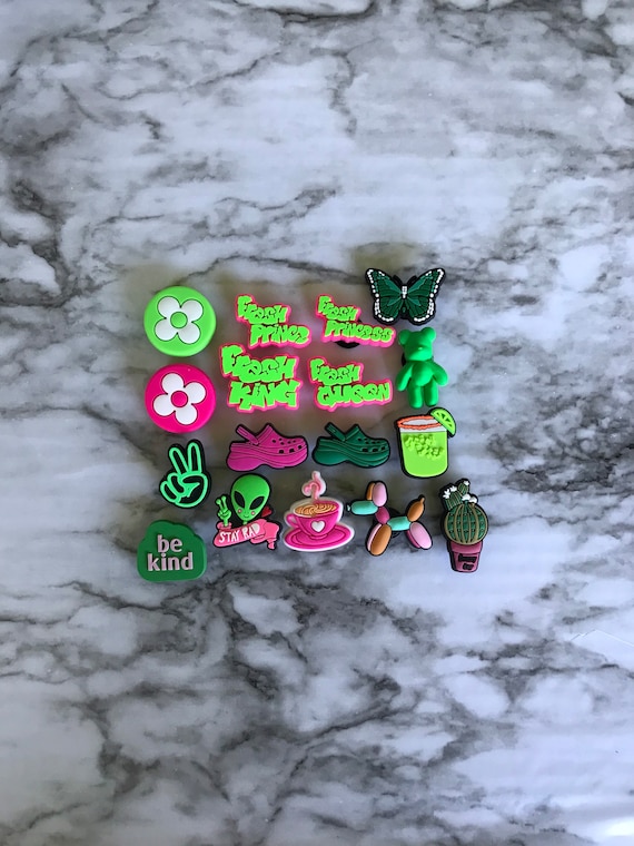 New Hot Pink and Bright Green Croc Compatible Shoe Charms Charms