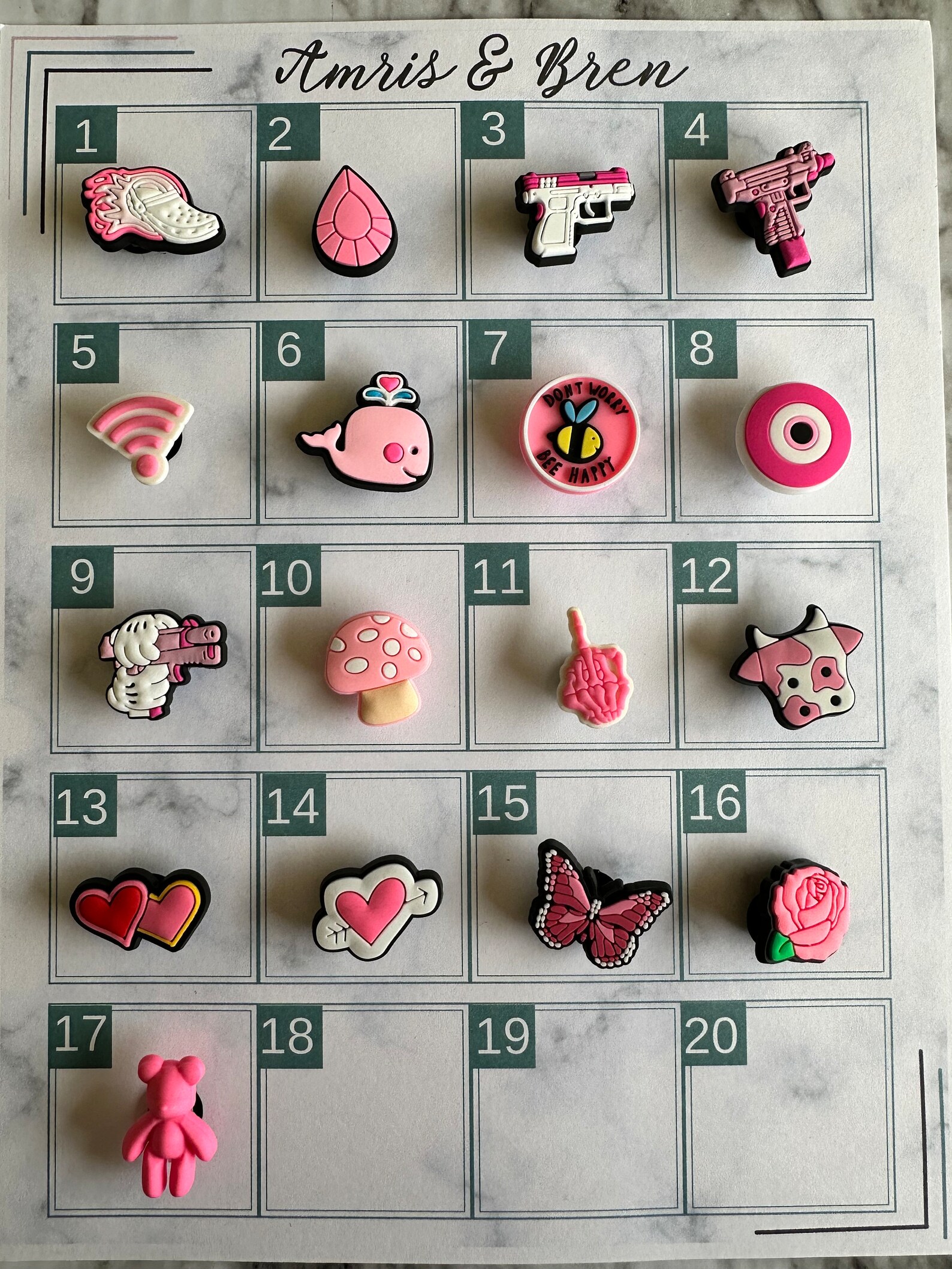 Set Di Charm Per Scarpe Ispirati Alle Crocs - Lettere Dell'Alfabeto - Rosa, Bianco O Rosa Scuro