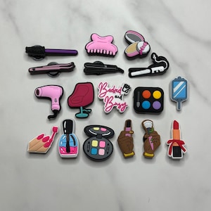 Hair dresser and make-up artist themed charms for crocs, Croc compatible shoe charms
