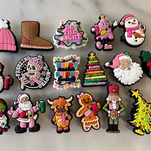 Croc compatible Christmas Charms - Santa with Tumbler, Gingerbread Woman, Snowmen & More image 1