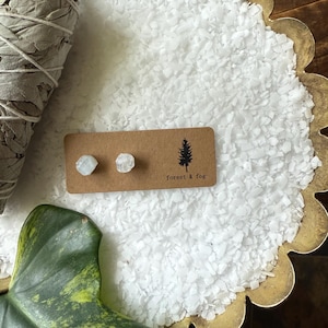 Raw Moonstone Studs  | Gemstone Earrings | Precious Stone Earrings | Birthstone Jewelry