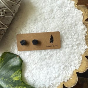 Raw Black Onyx Studs | Gemstone Earrings | Precious Stone Earrings | Minimalist Jewelry