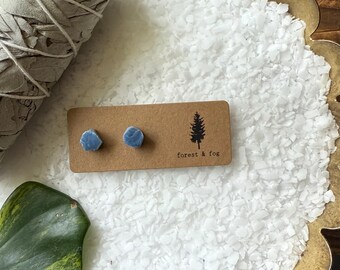 Raw Blue Opal Stud Earrings | Gemstone Earrings | Precious Stone Earrings | Minimalist Jewelry