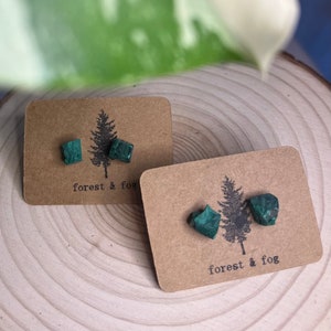 Malachite Studs | Gemstone Earrings | Precious Stone Earrings