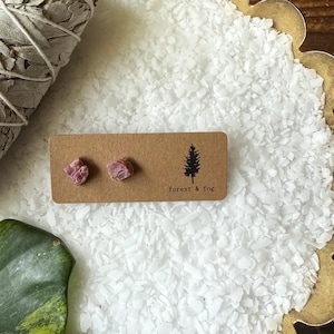 Raw Ruby Gemstone Studs | Birthstone Earrings | Gemstone Studs | Birthstone Jewelry