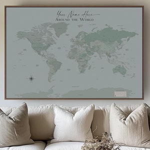 Custom World Map Push Pin Extra Large Detailed Map Teal Blue National Geographic Carte du monde