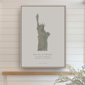 Statue of Liberty Wall Art New York Map Print Home Decor Housewarming Gift NYC Art Lady Liberty Poster American History Office Travel Gift