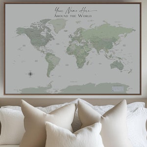 Custom World Map Push Pin Extra Large Detailed Map Sage Green Classic National Geographic Carte du monde Mappemonde