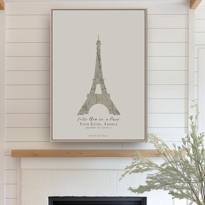 Eiffel Tower Wall Art Paris France Map Print Home Decor Housewarming Gift Eiffel Art Paris France Poster Europe History Office Travel Gift