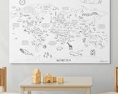 Printable World Map Coloring Page World Map for Kid Printable World Map Animals Coloring World Map Digital Download World Map Colouring