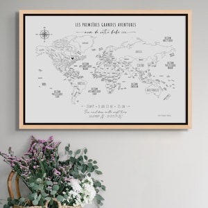 Birth Announcement Plaque Birth Detail Sign Print Frame Poster Canvas Custom Baby Birth Print in French
