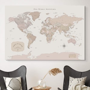Pin Board Push Pin Travel World Map Wall Art Minimalist Personalized Retirement Gift Modern Map Print Travel Map Pin Board Push Pins 24 x 36