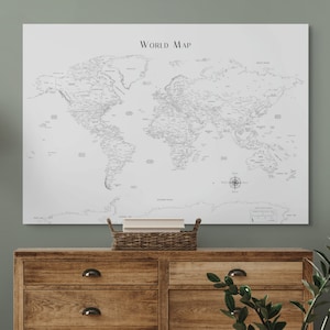 Czarno-biała mapa świata do druku dla dorosłych, kolorowanka, duża tapeta, dekoracja sypialni, mapa wizji wyznaczania celów, minimalistyczny wystrój domu
