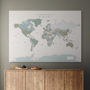 Benutzerdefinierte druckbare detaillierte Weltkarte Salbeigrün für Home Office Dekor zum Färben von Push-Pins