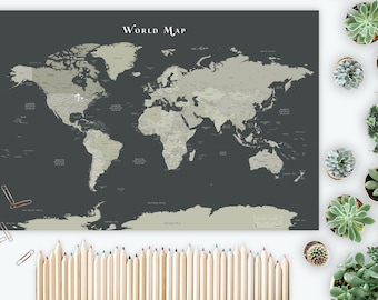 Printable world map for kids to color
