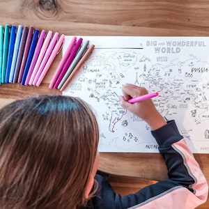 Printable world map for kids to color