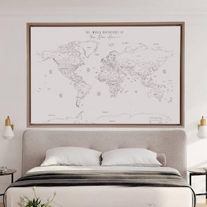 Extra Large World Map Push Pin Minimalist Personalized Modern Map Print Travel Map Canvas Free Push Pins