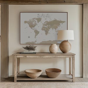 Custom World Map Push Pin Extra Large Detailed Map Beiges Classic National Geographic Carte du monde Mappemonde