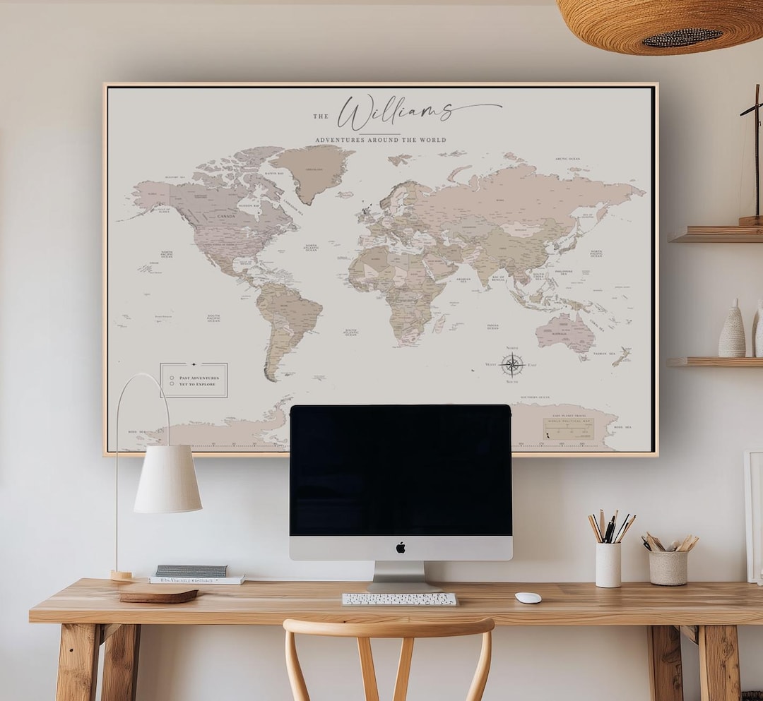 Push Pin Travel World Map Oversized Pin Board Minimalist Modern Map ...
