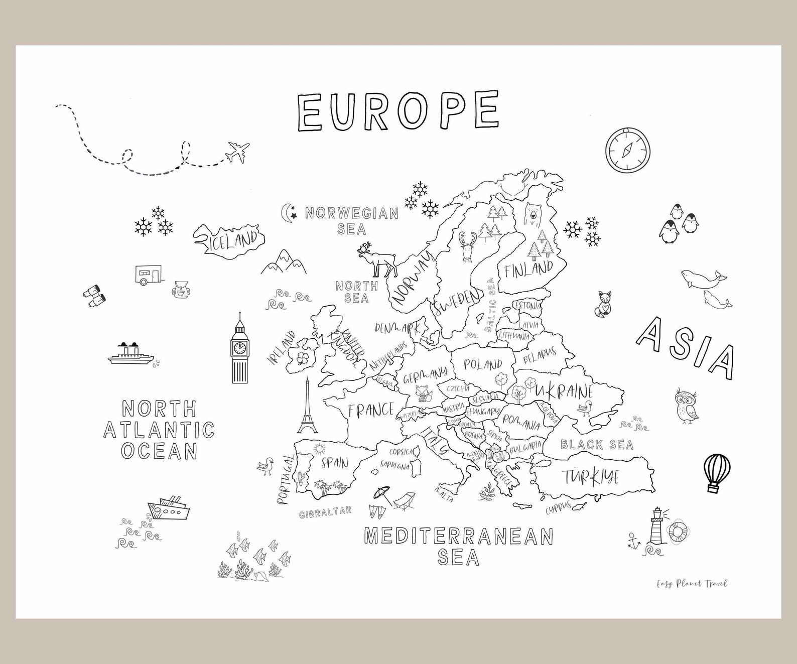 Unique Map Colouring 14 Coloring Activity World Maps for Kids Printable Educational ...