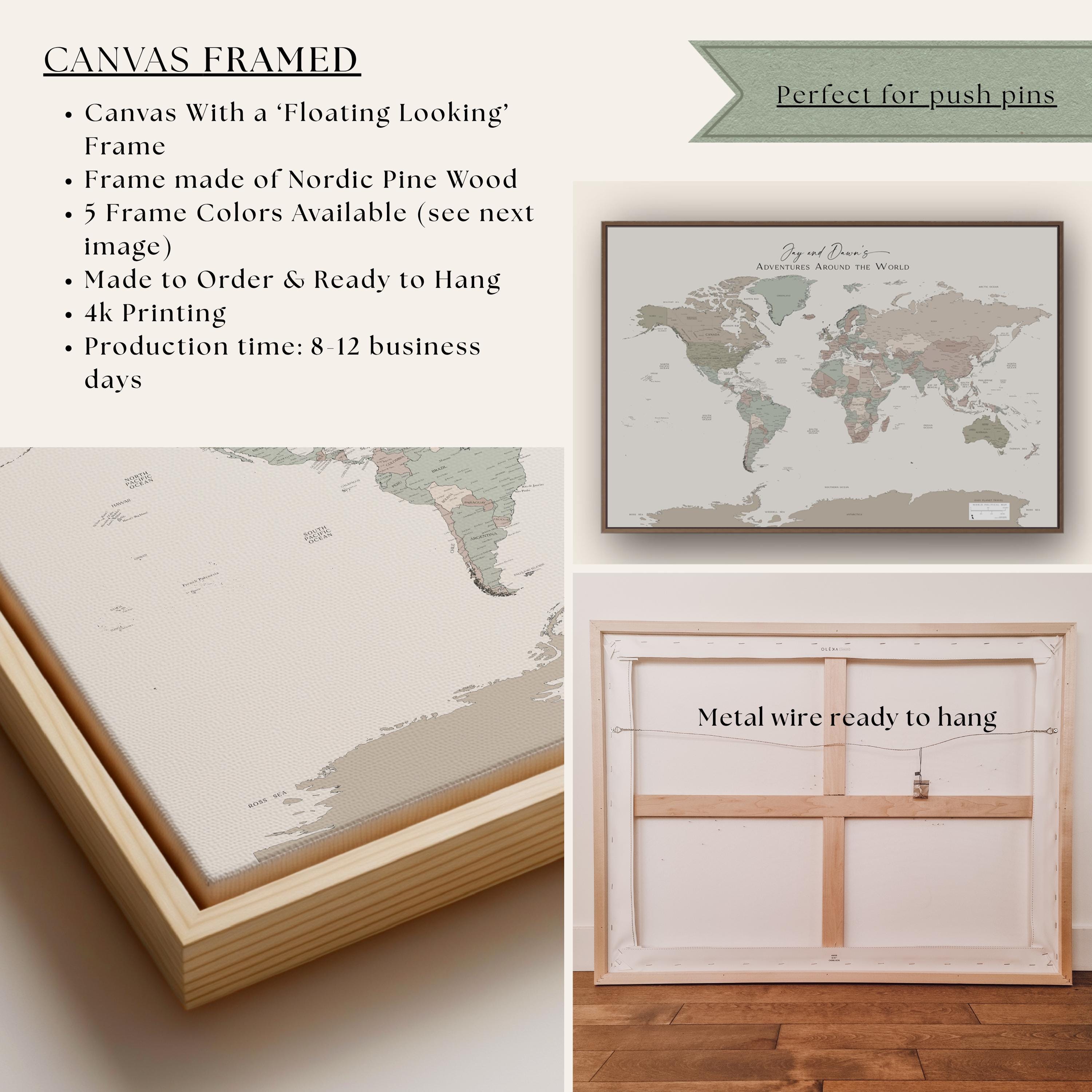 Push Pin Travel Map World Map Canvas Wall Art Living Room Office Decor ...