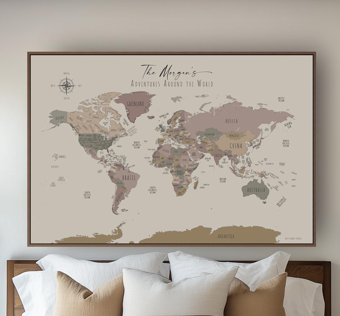 Push Pin Travel Map Minimalist World Map Push Pin Travel Wall Art Home ...
