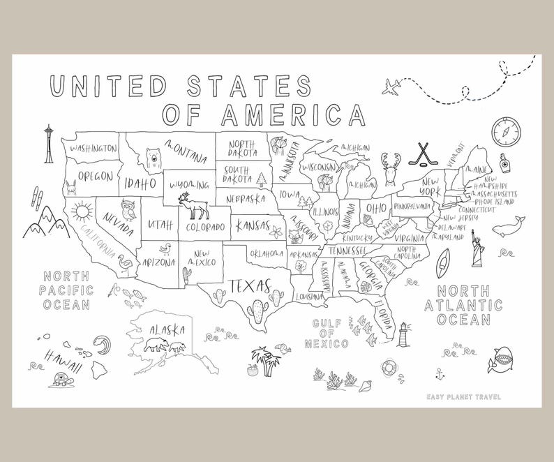 Kids Map Color 14 Coloring Activity World Maps for Kids Printable Educational ...