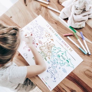Carte du monde en français pour enfant à colorier mappemonde imprimable image 9