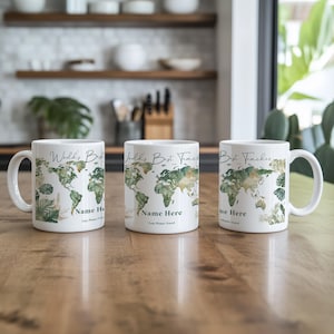 Teacher Appreciation Gift Coffee Mug World Map Decor Cup Teaching Staff Retirement Present Idea School Supplies Bundle for Classroom Decor