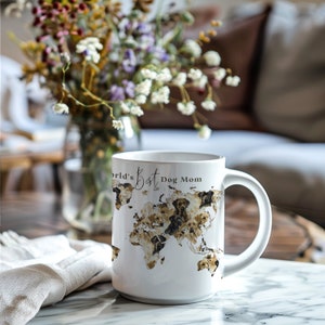 Personalisiertes Geschenk Hund Mama Kaffeetasse Keramik Monogramm Kaffeetasse Weltkarte Reisegeschenke